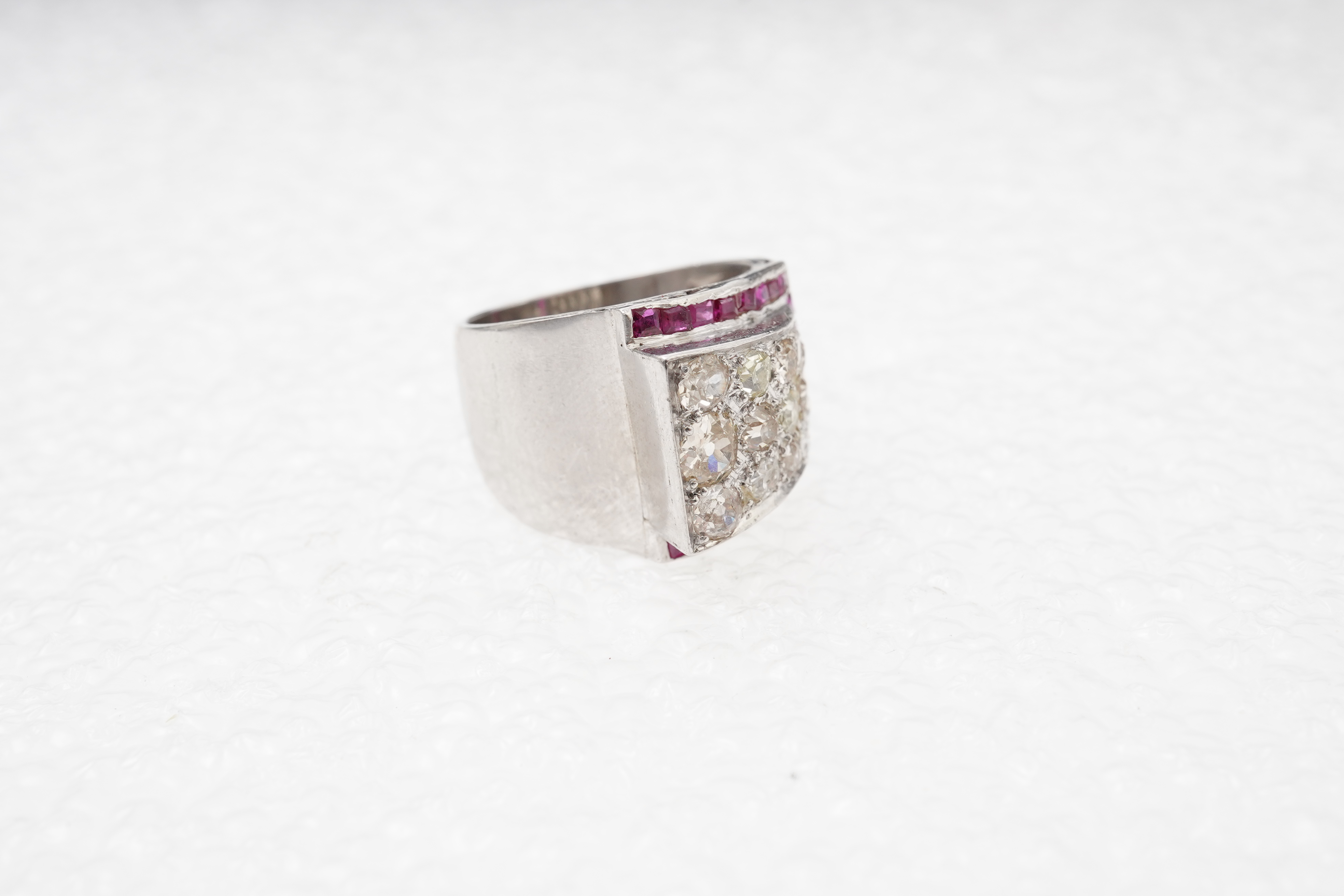 A Retro ruby and diamond ring, circa 1940